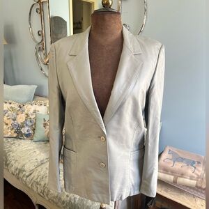 Vera Pelle Light Gray Leather Blazer
